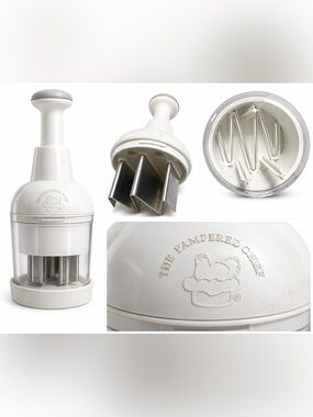 Pampered Chef Food Chopper Manual Hand Chopper White Gently Used